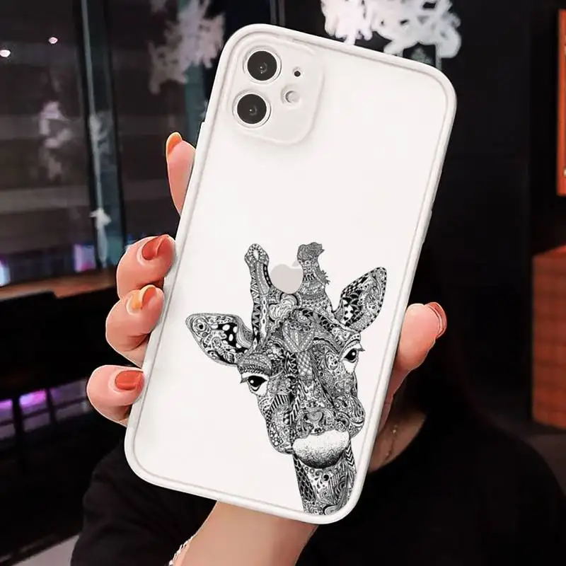 

Animal elephant giraffe Phone Case For iPhone 12 11 Mini Pro XR XS Max 7 8 Plus X Matte transparent White Back Cover