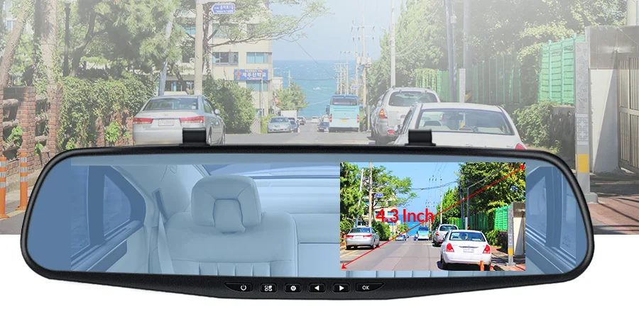 E-ACE Full HD 1080 P Автомобильный видеорегистратор Камера Авто 4.3 дюймов Зеркало заднего вида цифрового видео Регистраторы объектив registrat видеокамера