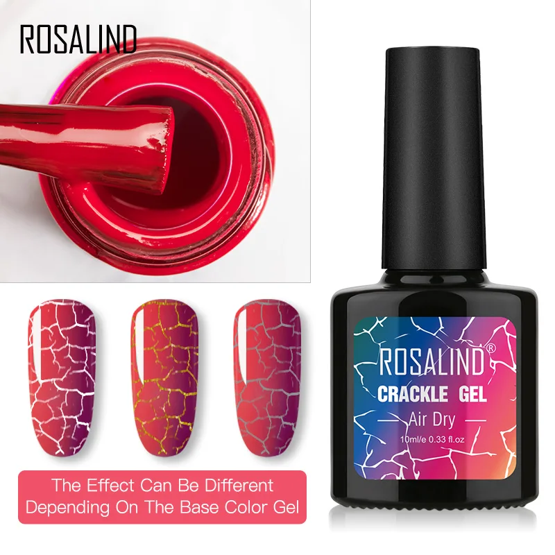 ROSALIND Crackle Gel Polish Cracking Nail Lacquer Quick Drying Art Manicure For UV Semi Permanent Base Top Coat | Красота и здоровье