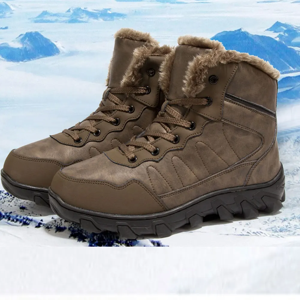 Мужские кожаные спортивные зимние ботинки водонепроницаемые рабочие