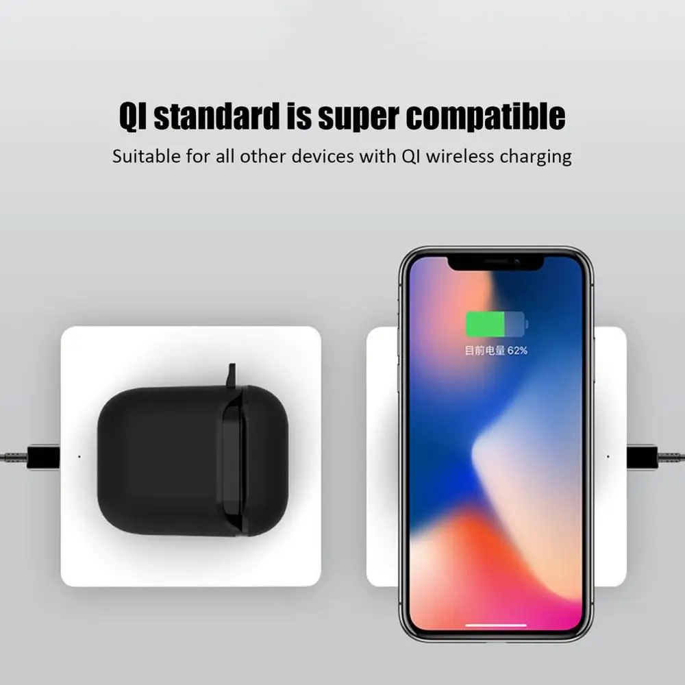 Беспроводная зарядка коробка для Airpods Apple наушники зарядное устройство дом