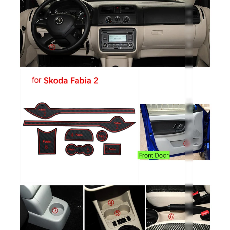 Противоскользящая подушка на дверь резиновая чашка для Skoda Fabia 2 2007 ~ 2014 5J MK2 Combi 2008