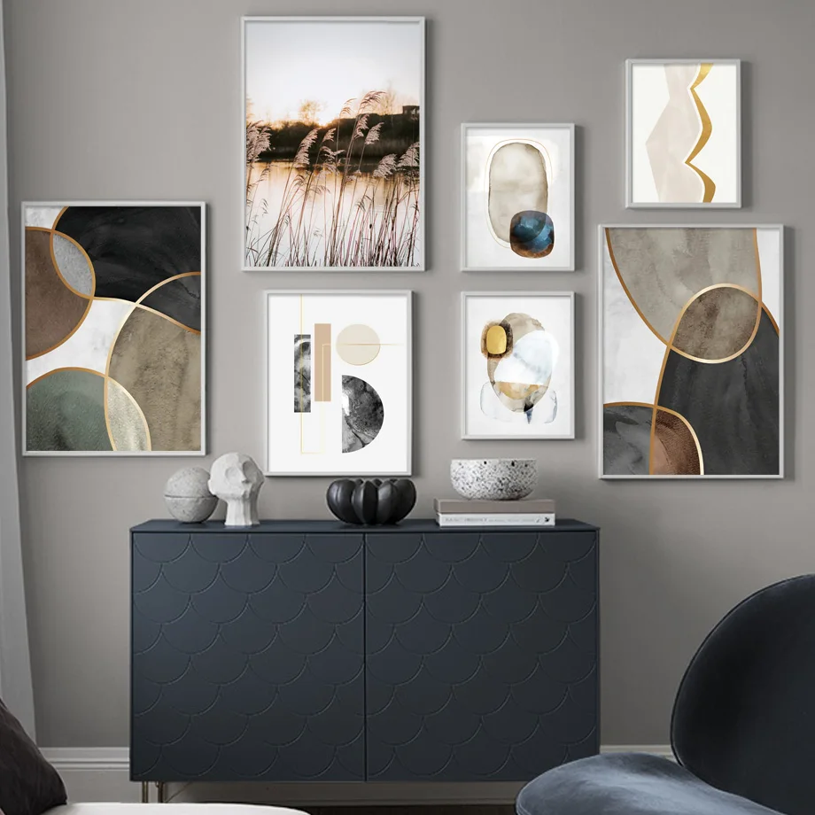 

Abstract Geometry Line Drawing Reed River Wall Art Canvas Painting Nordic Posters And Prints Wall Pictures For Living Room Decor