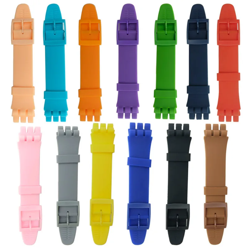 16mm 17mm 19mm 20mmWatchband for Swatch Strap Buckle For SWATCH Silicone Watch band  Rubber Strap Watch Accessories