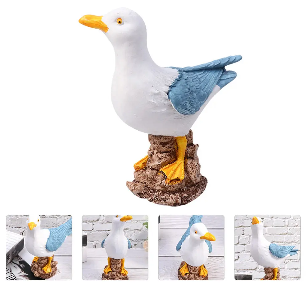 

2pcs Resin Seagull Ornaments Seagull Figurines Bird Decorations Bird Crafts