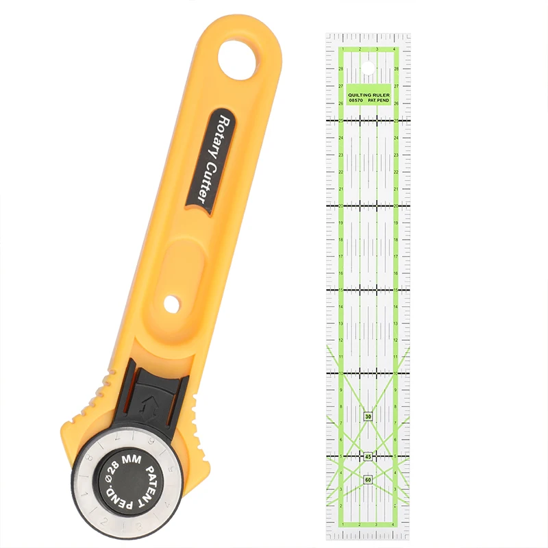 

28mm Rotary Cutter with Patchwork Ruler for Leather Cutting for Fabric Circular Quilting Cutting Rolling Fabric Cutter