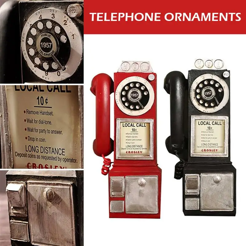 

Creativity Vintage Telephone Model Wall Hanging Ornaments Retro Furniture Phone Mini Crafts Gift Bar Home Decoration