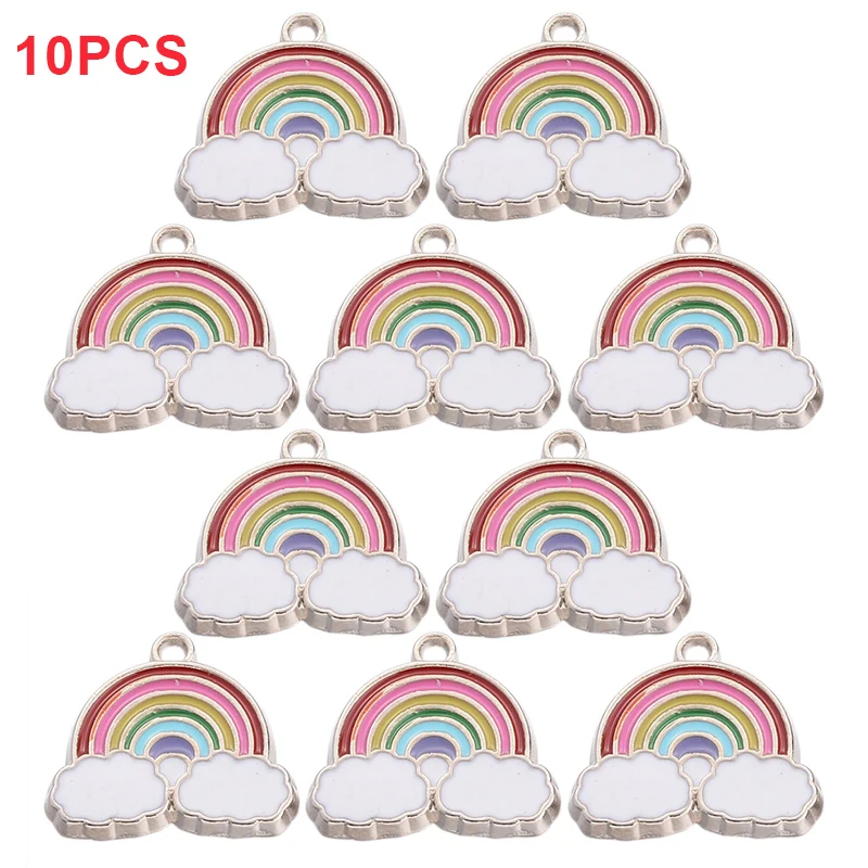 10pcs/set Cute Rainbow Enamel Pendants Alloy Cloud Charm Pendant Jewelry Necklace DIY Craft | Украшения и аксессуары
