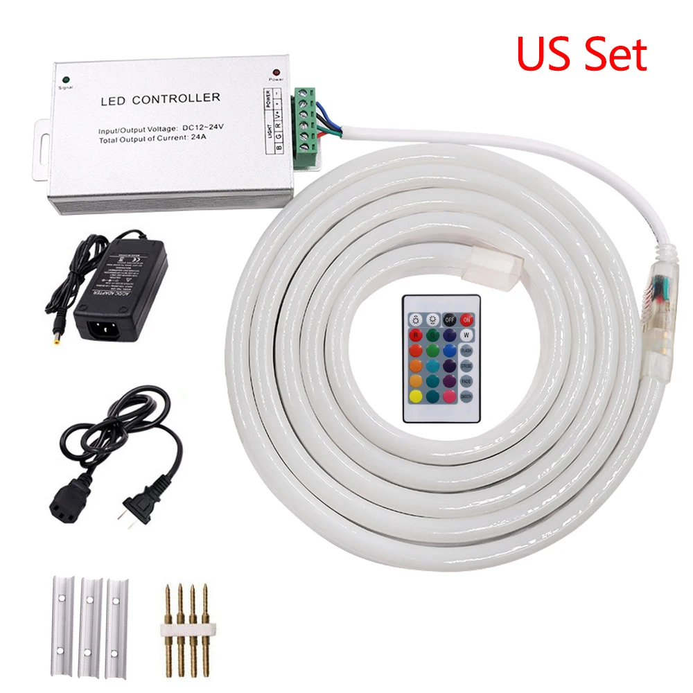 2835 Светодиодная лента неоновый светильник DC12V RGB Неоновый веревочный светильник наружный водонепроницаемый неоновый светильник светодиодный светильник с RGB 24key контроллер