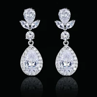 emmaya elegant jewelry shiny cubic zircon long earring for women charming ornament bridal wedding party exquisite gift