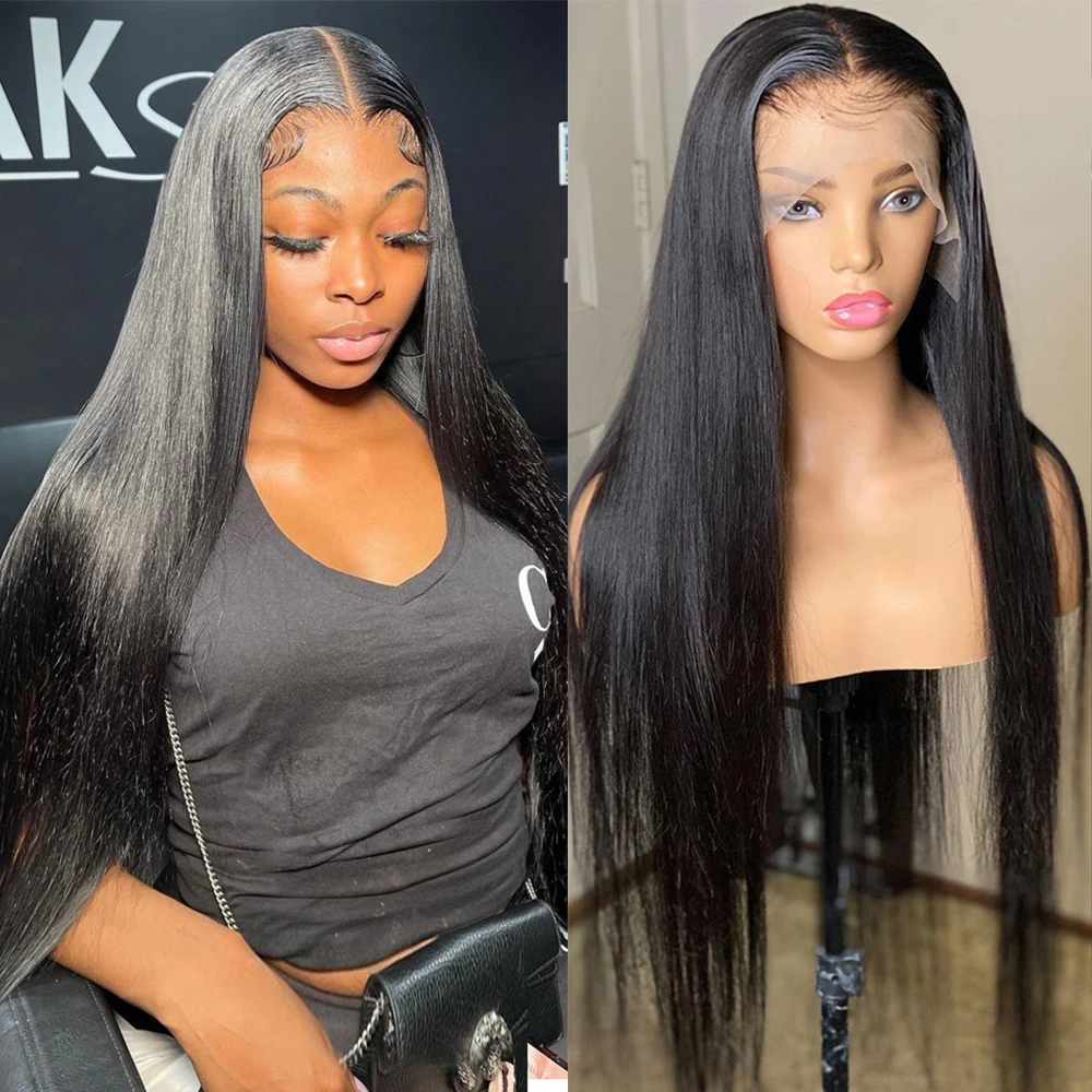 HD Transparent Lace Front Human Hair Wigs 13x6 Straight Lace Frontal Closure Wig Pre Plucked Brazilian Hair Wigs For Black Women