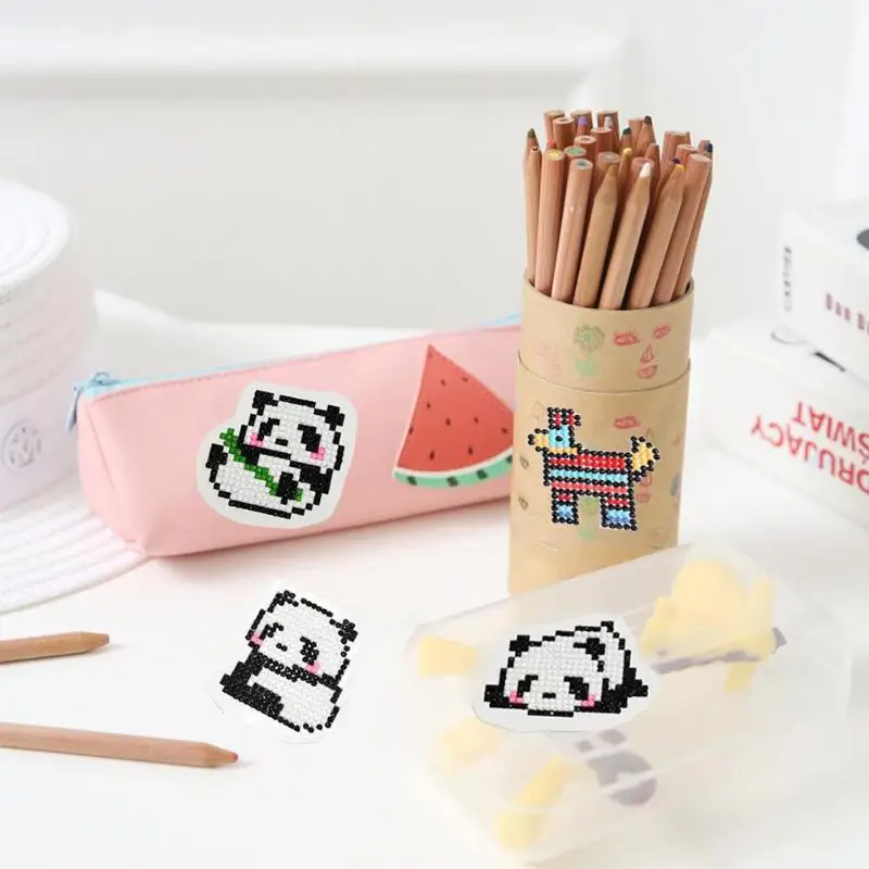 DIY мини узор Милая панда дети круглые бриллиантовые наклейки Полный дрель