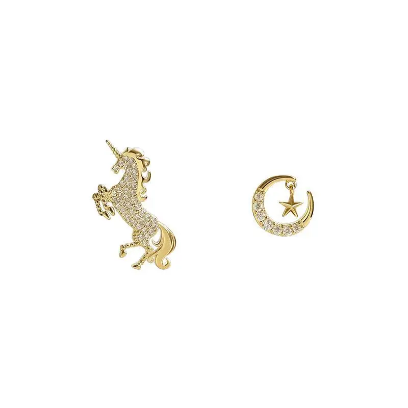 

New Cute Animal Stud Earrings for Women Temperament Horse Kitten Owl Pearl Rhinestone Earring Girls Birthday Party Jewelry 2021