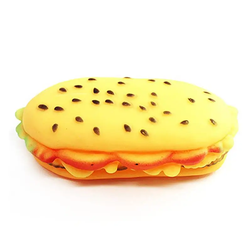 

1pc Rubber Hamburger Shaped Dog Toy Creative Bite-proof Food Squeaky Toy Dog Bite Toy dog accessories для собак