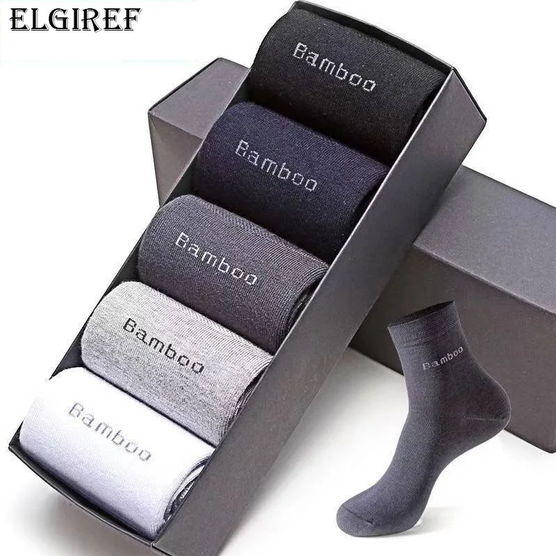 Носки мужские из бамбукового волокна, повседневные деловые антибактериальные дышащие, короткие, гарантия высокого качества, 5 пар/комплект