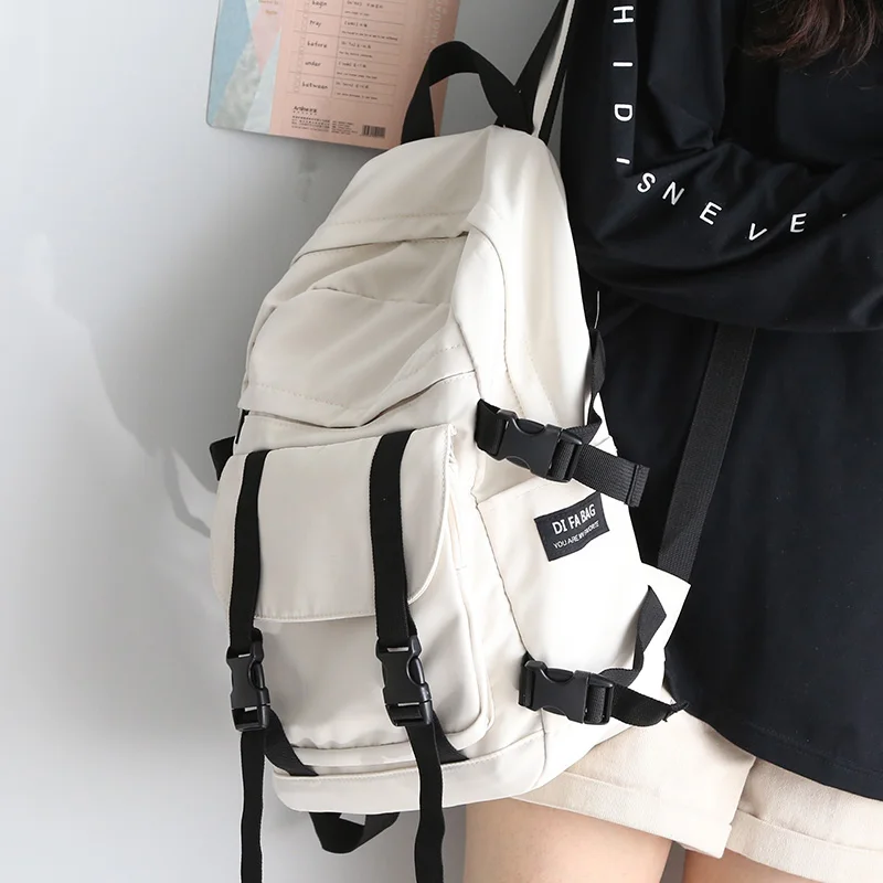 

High-capacity Tooling Women Backpack Solid Color School Bag for Teenage Girls High School Student Backpack Male Female Bookbag