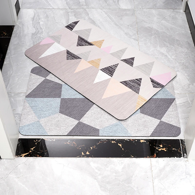 

Geometric Style Non-slip Door Mat Absorbent Bathroom Kitchen Floor Mats Bedroom Hallway Rug,Dirt-Resistant Machine Washable