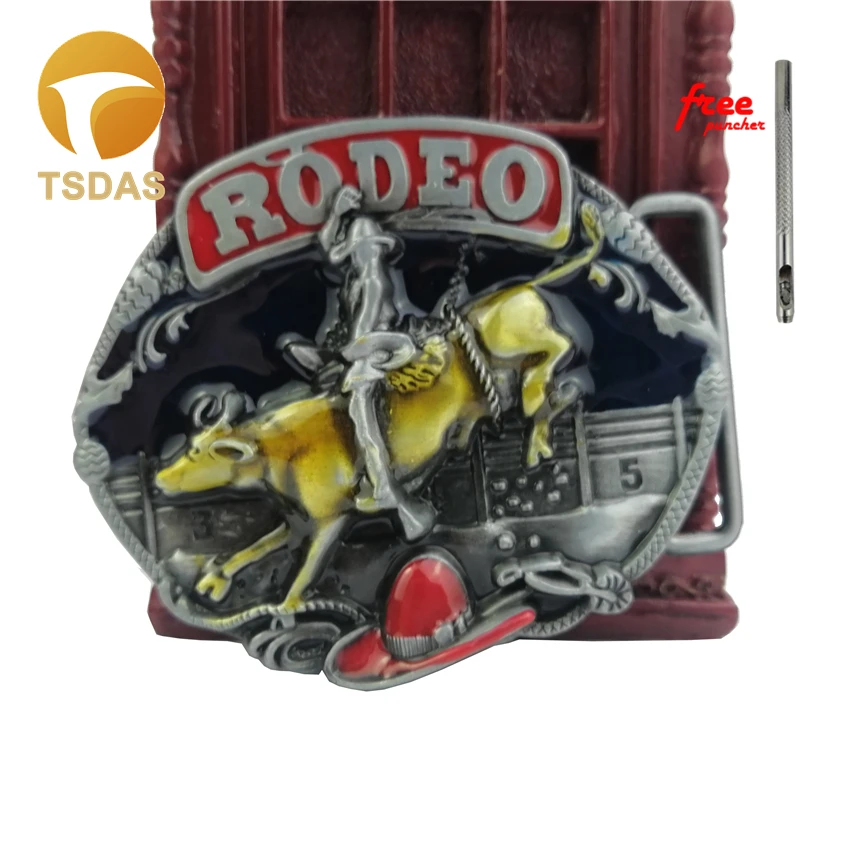 Rodeo Bull ковбойская металлическая пряжка для ремня цветная пряжка для ремня с ремнем Прямая поставка