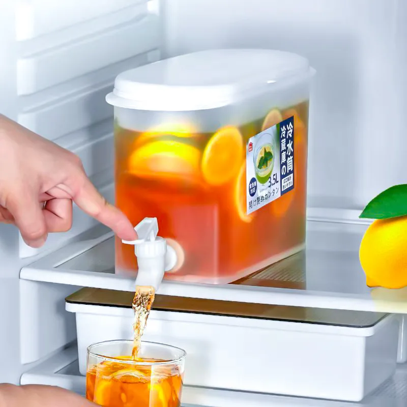 

Cold Water Jug With Tap Water Beverage Dispenser Fruit Teapot Tank Refrigerator Plastic Kettle Pot Cold Water Jug For Lemonade