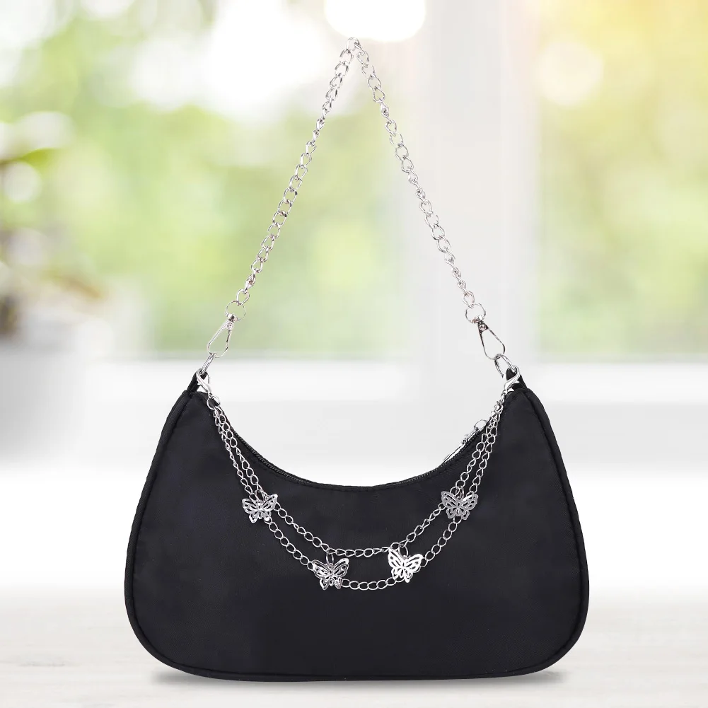 

Fashion Women Solid Color Shoulder Underarm Bags Casual All-match Ladies Butterfly Chain Small Hobos Bags Luxury Design Handbags