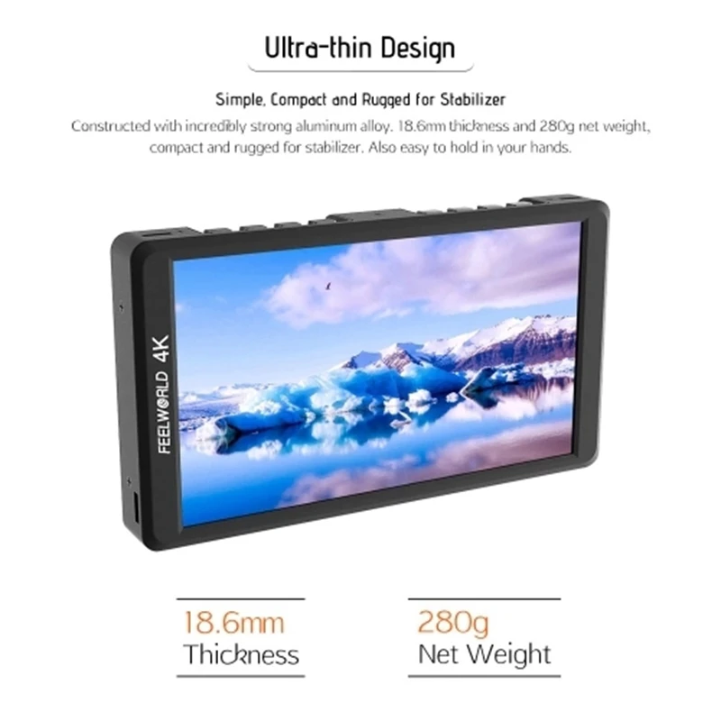 Feelworld F570 4K 5 7 дюймов ультратонкий портативный накамерный полевой монитор ips Full HD
