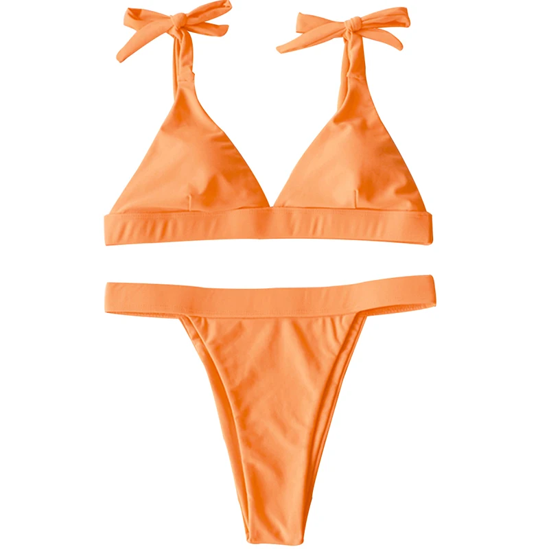 

Бикини с высокой талией, женский купальник, купальник пуш-ап, однотонный купальник с лямкой на шее, комплект для плавания, Бразильский купал...