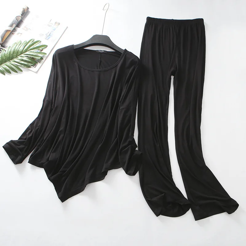 

Spring and autumn new irregular loose large size casual suit long-sleeved two-piece yoga practice clothes air-conditioning suit