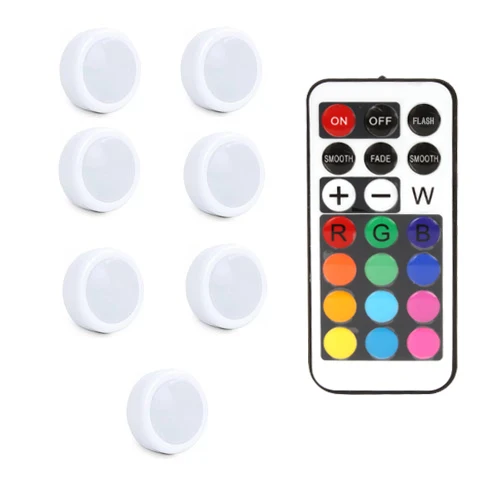 7 Lamps 1 Controller Светодиодная подсветка под шкаф шайба сенсорный датчик RGB 12 цветов затемнения 21 ключ беспроводной шкаф лестница Прихожая шкаф ночник - Цвет: 7 Lamps 1 Controller