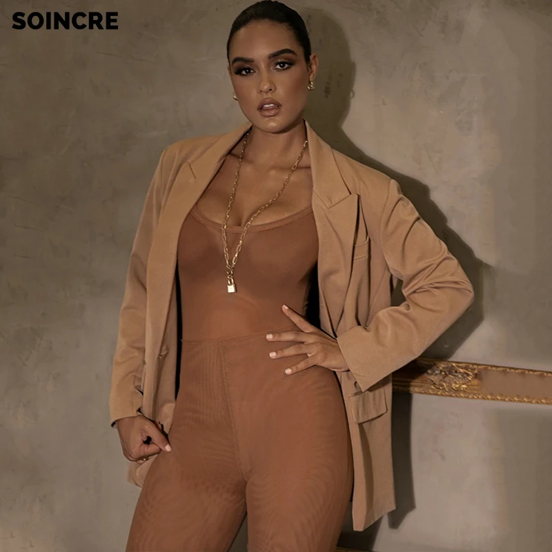 

Soincre Casual Wild Thin Fitness Sports High Waist Shorts Summer Sexy Mesh See-through Stretch Tights Street Clothing Women