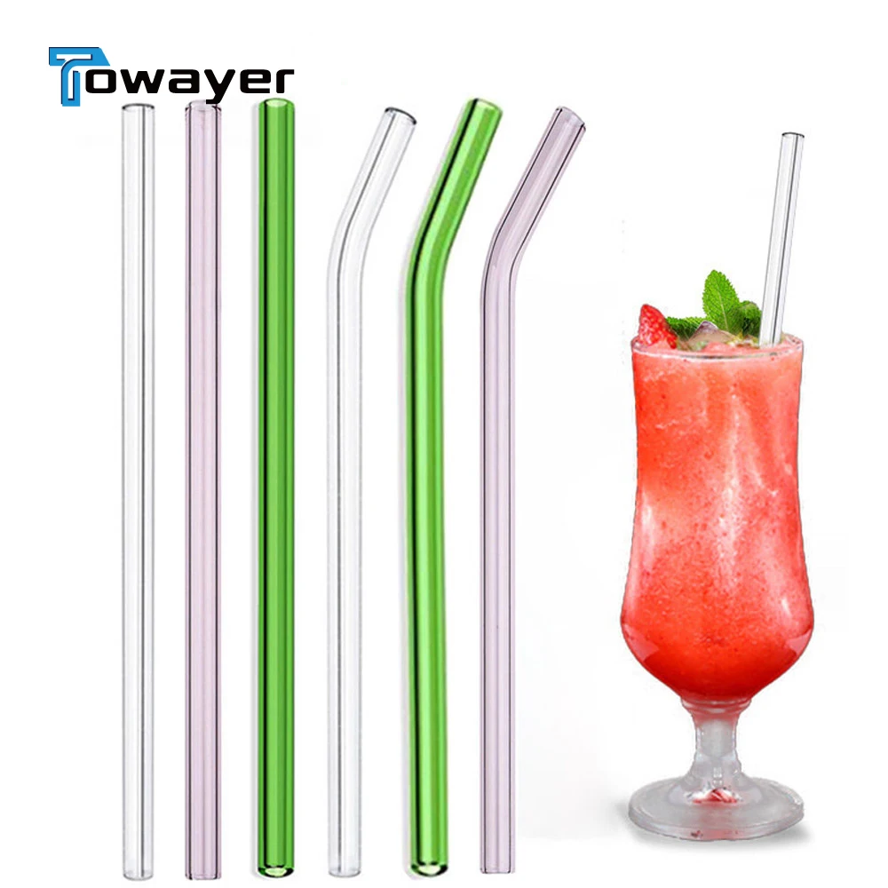 

1Pcs Glass Straws Reusable Drinking Glass Tube Eco-friendly With Cleaning Brush Events Party Favors Supplies