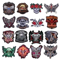 rose skull big patch motorcycle embroidered patches for clothes stickers biker patches hippie patch applique jacket accessories