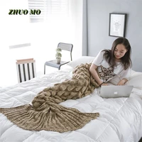 new fashion knitted blanket european fish scale mermaid tail for girl gift home plaid sofa bedroom autumn winter mermaid blanket