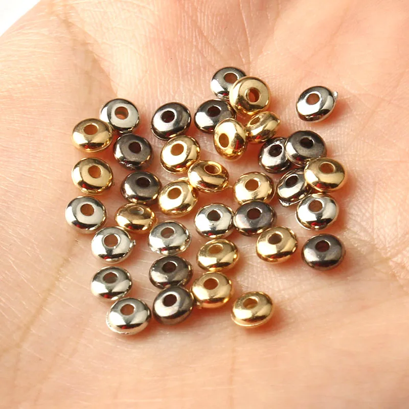 

3 colors Flat Round Rondelle Beads CCB Beads Black Gold Silver Color Loose Spacer Beads For Jewelry Making Diy Bracelet Stopper