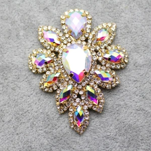 gold base ab 5,8*4,5 см белые хрустальные стразы, аппликация, серебряная основа, пояс с аппликацией, пришитые стразы, вечерние, свадебные платья, поддельные украшения - Цвет: gold base ab