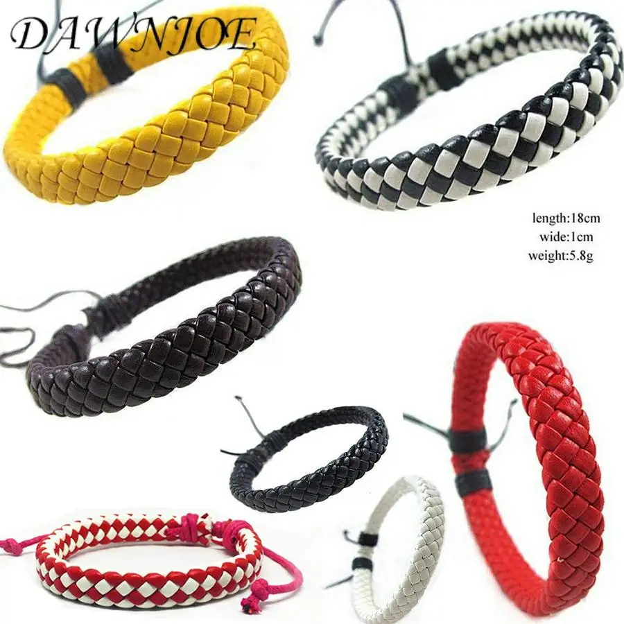 Хит продаж простой разноцветный плетеный браслет из ПУ кожи популярные