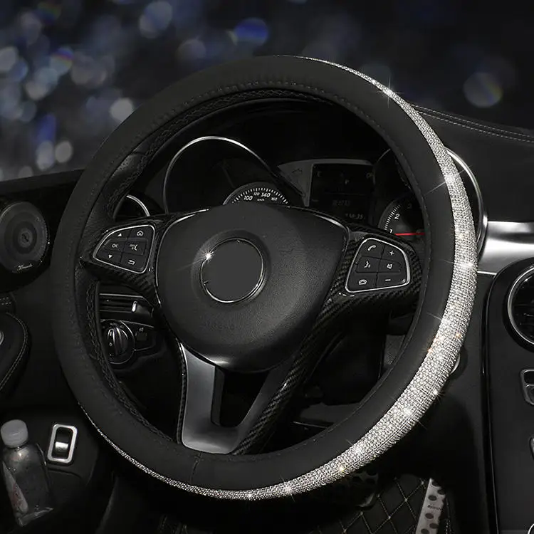 

Diamond car steering wheel cover PU leather non-slip