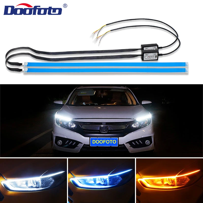 Doofoto DRL LED Daytime Running Light Turn Signal Controller Flexible Headlight Strip Car Accessories Waterproof Universal | Автомобили и