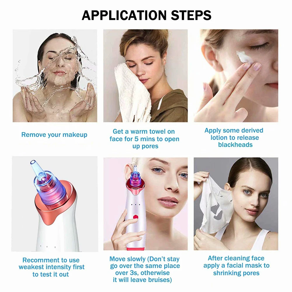 Вакуумное устройство для удаления черных точек на лице с 5 щупами|Устройство