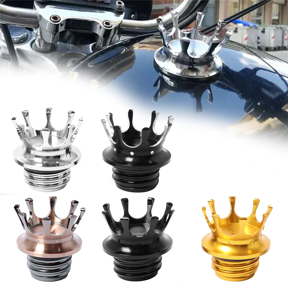 

Motorcycle Gas Cap King Crown Style Flush Oil Fuel Tank Cap For Harley Sportster 883 1200 Road King Dyna FLST 1996-18 Softail