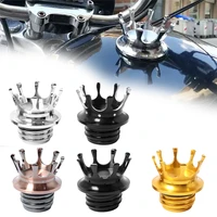 motorcycle gas cap king crown style flush oil fuel tank cap for harley sportster 883 1200 road king dyna flst 1996 18 softail