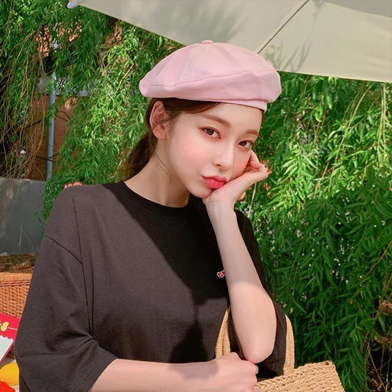 Вельветовая однотонная шляпа берет в японском Корейском стиле уличный головной