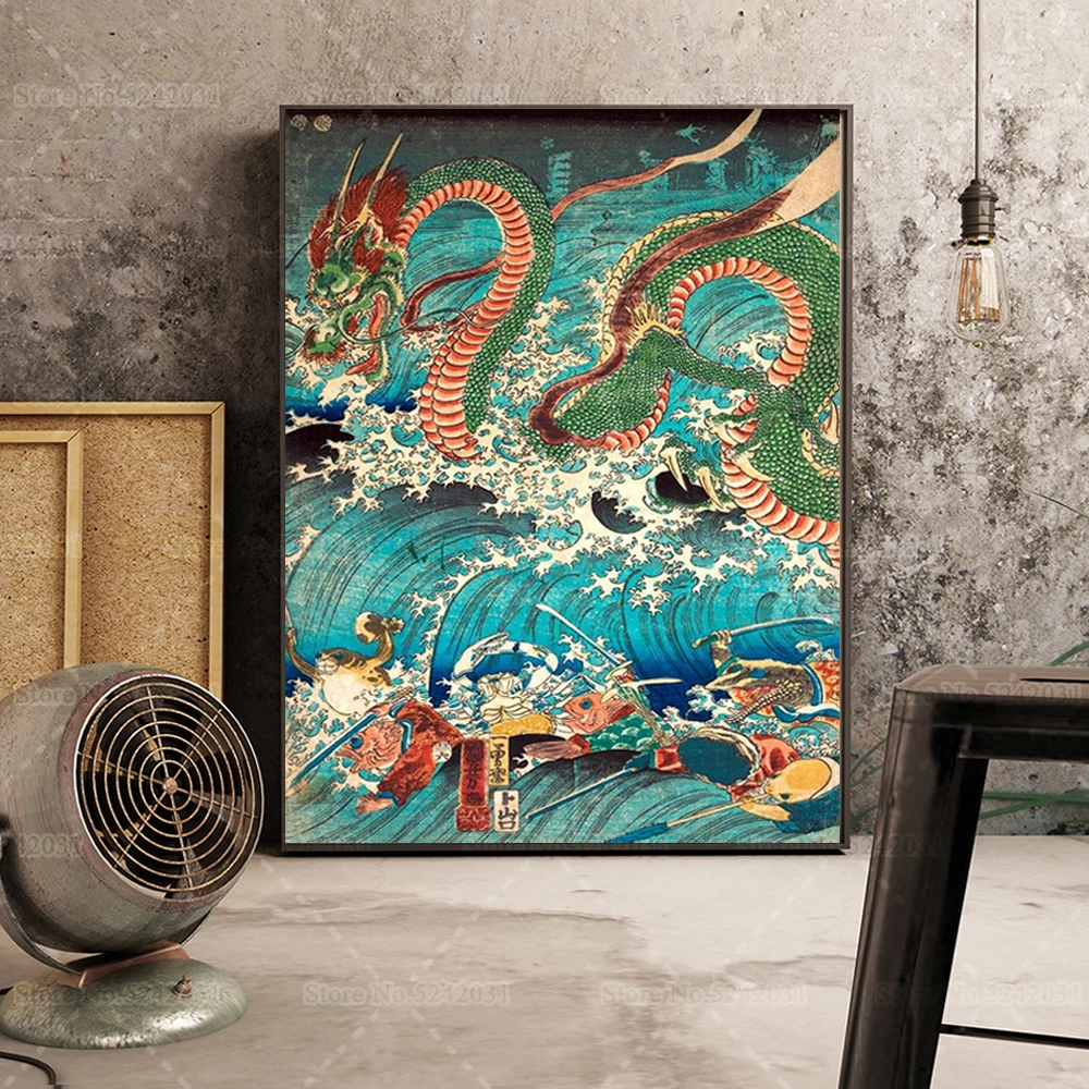 

The Palace of The Dragon King Poster Print Vintage Japanese Ukiyo-e By Kuniyoshi Utagawa Dragon Palace Wall Art Decor