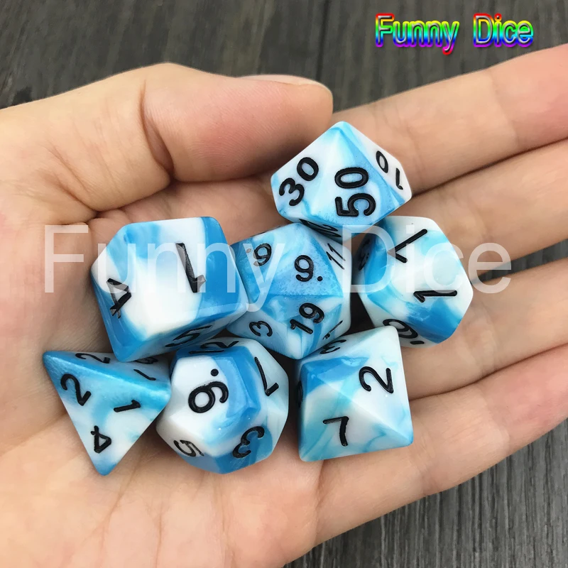Разноцветные многогранные белые разноцветные синие Кости полный набор D4 D20 с