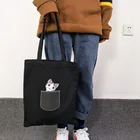 Милая Экологически чистая многоразовая сумка для покупок с мультяшным котом, женская сумка, большая Холщовая Сумка-тоут для женщин, 2021 хлопчатобумажная тканевая сумка для покупок через плечо