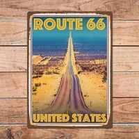 route 66 united states metal tin sign metal sign home room wall decor retro vintage style travel poster barpubman cave