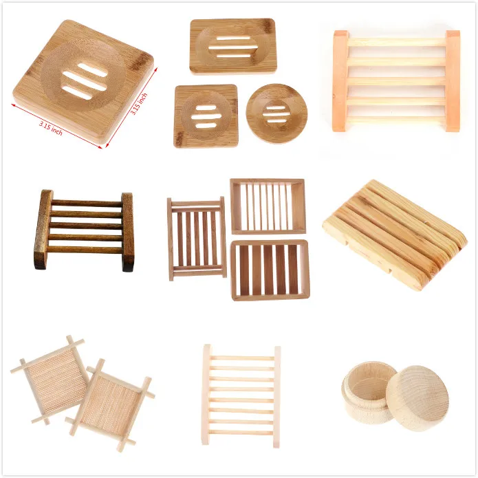 

Natural Wooden Bamboo Soap Dish Wooden Soap Tray Holder Storage Soap Rack Plate Box Container For Bath Shower Plate Bathroom