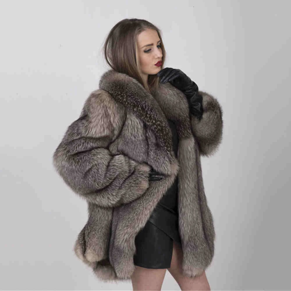 

Шуба FURSARCAR женская из натурального Меха чернобурки, роскошная зимняя верхняя одежда из цельного натурального меха, шуба с меховым воротником для женщин