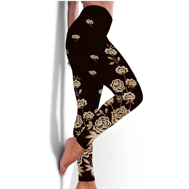 

2021 New Pattern Fashion Digital Printing High Waist Hip Lifting Tight Sports Fitness Running Yoga Pants Women's Pants