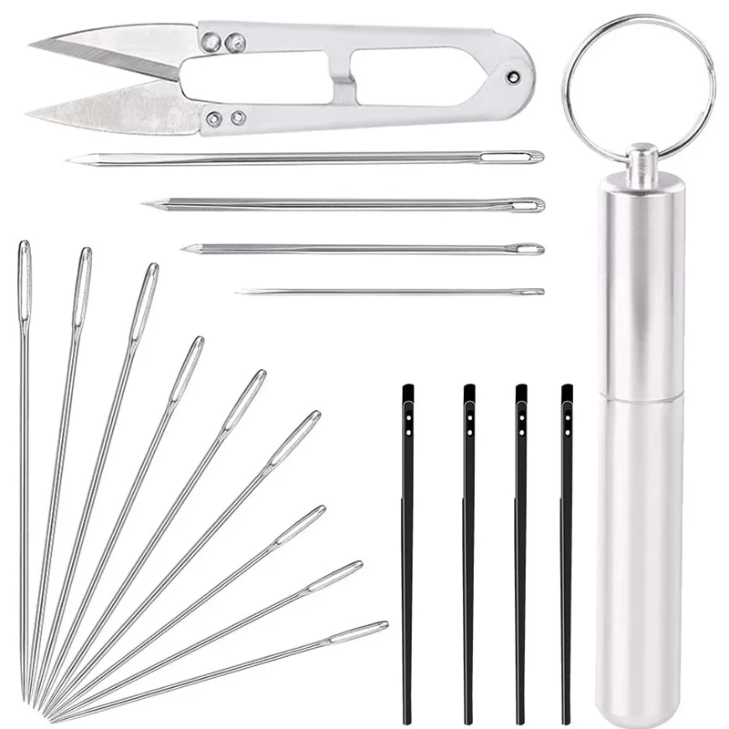 

LMDZ 17Pcs Hand Sewing Needles Leather Large Eye Needles Leather Lacing Needles Leather Stitching Needle Hand Sewing Needles Kit