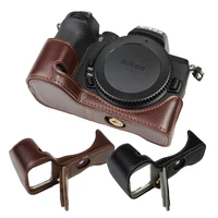 protective genuine leather camera case for nikon z50 z 50 half body skin cover with battery opening